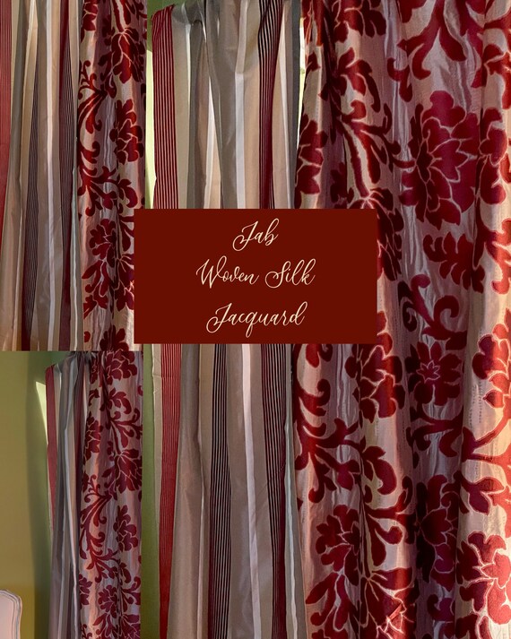 Red and cream curtain cheap fabric