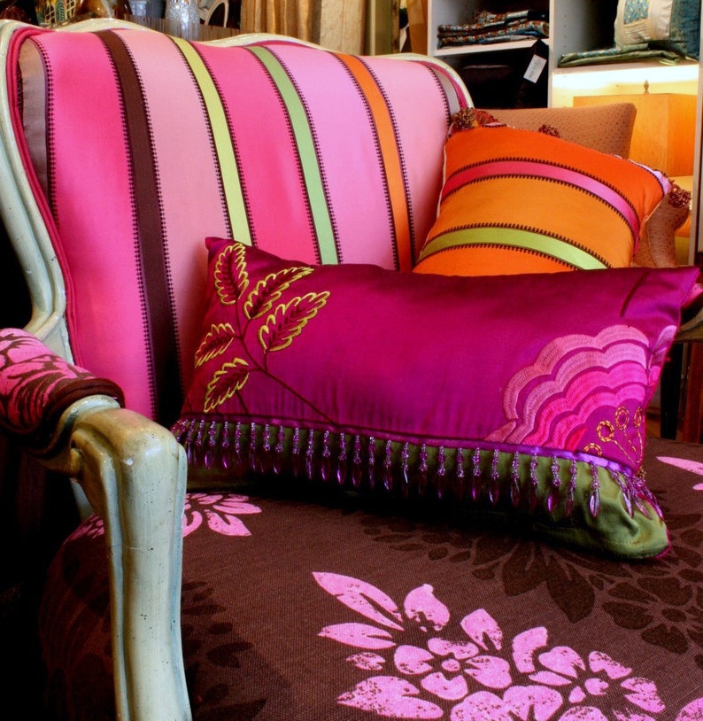 Upcycled, Upholstered Antique Chair, In Pink, And Chocolate Brown, Designers Guild Fabric, By Jane Hall Design image 2