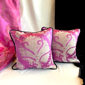Designers Guild Silk Pillow Cover: Bohemian Mauve Purple, Navy Blue (16”x16”)
