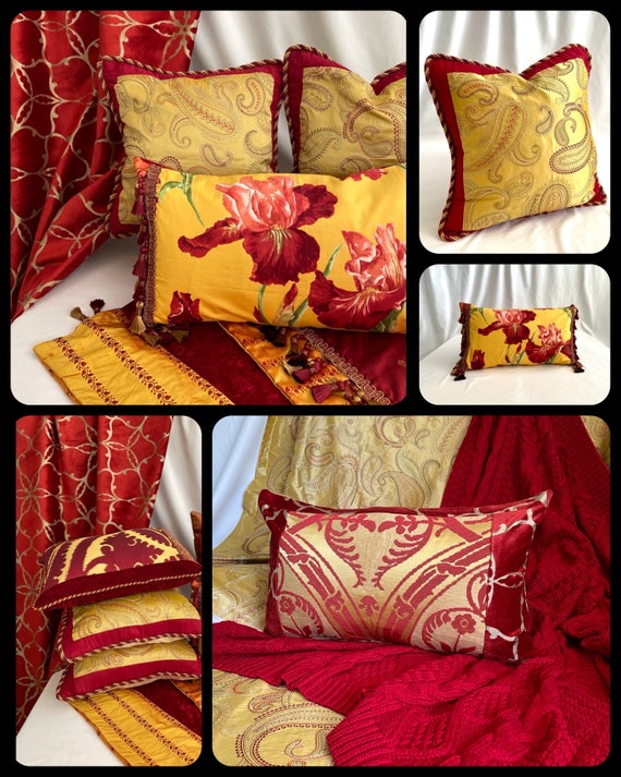 Red decorative pillows for bed hotsell