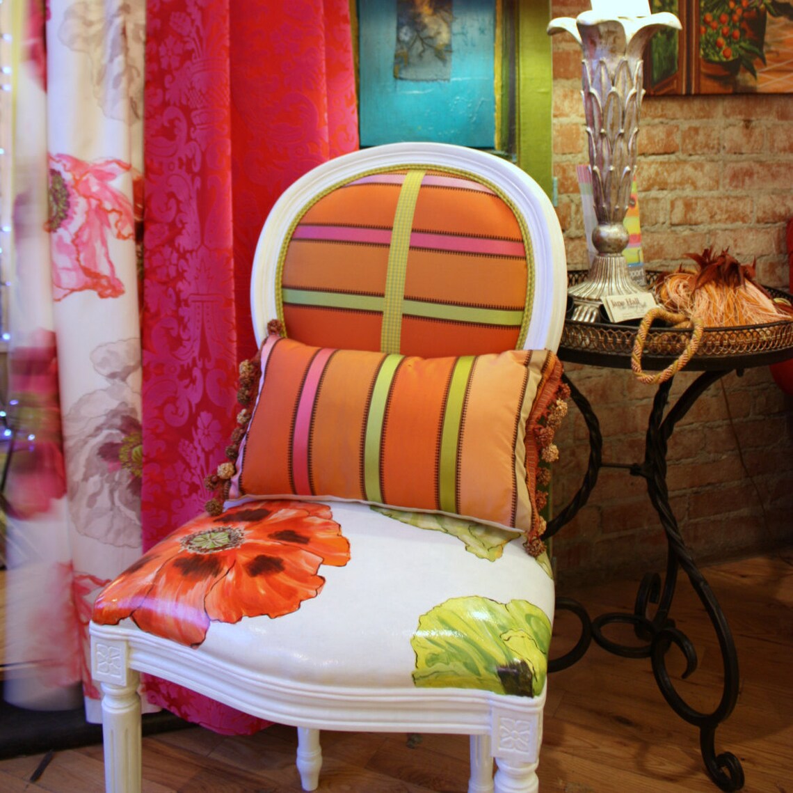 Hand Painted Upholstered Antique Chair Occasional Chair in Etsy