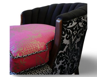Upcycled Vintage Tub Chair: 1940s Hollywood Regency Style