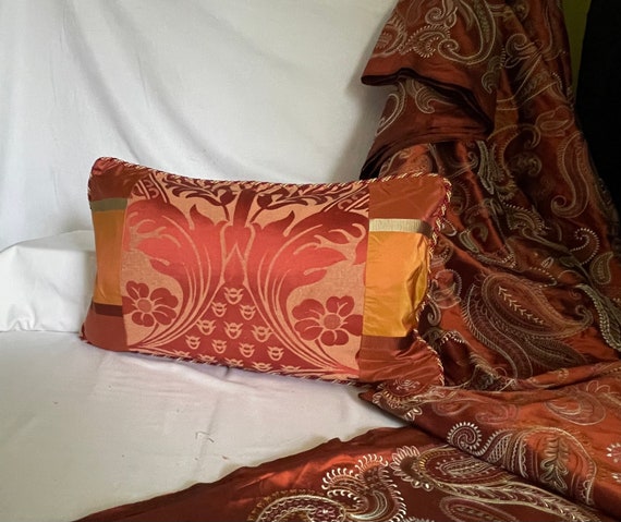 14x 24 Decorative Pillow Cover in Terra Cotta Woven Jacquard Fabric by Jane Hall Design Etsy