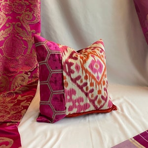 16”/16” Designers Guild &quot;Manipur&quot; Velvet And Ikat Linen Print,Fabrics by Jane Hall Design