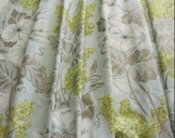 Designers Guild Irise Floral Cotton Sateen Fabric: Aqua Blue, Green