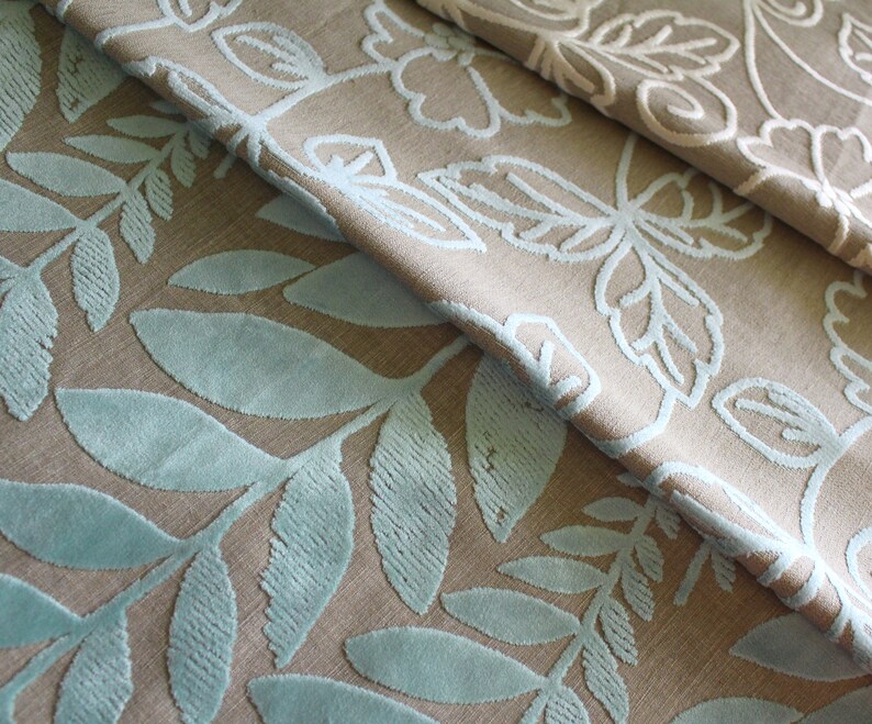 Designers Guild Fabric Paisley Pattern Aqua Blue Cut Velvet Etsy