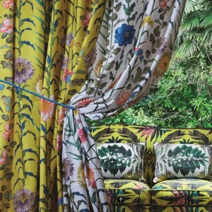 Christian LaCroix-Designers Guild Fabric, "Selam-Jais” Sapphire Blue, Black-Floral Pattern-Printed Silk-Jane Hall Design image 10