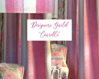 Designers Guild Fabrics, "Verbana" Pink Printed Linen Curtain and Upholstery Fabric,  From Jane Hall Design