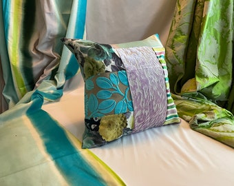 18"/18" Designers Guild "Oriana 11-Emerald"Romantischer Stil, Kissenbezug, in Mauve Lila Türkis und bedruckter Baumwolle, Jane Hall Design