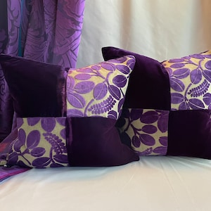 Designers Guild Purple Velvet Pillow Cover: Bohemian Floral Accent
