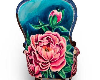 Hand Painted- Vintage Armchair- Upcycled in “Designers Guild” Velvet, Printed Cotton Fabrics-Jane Hall Design