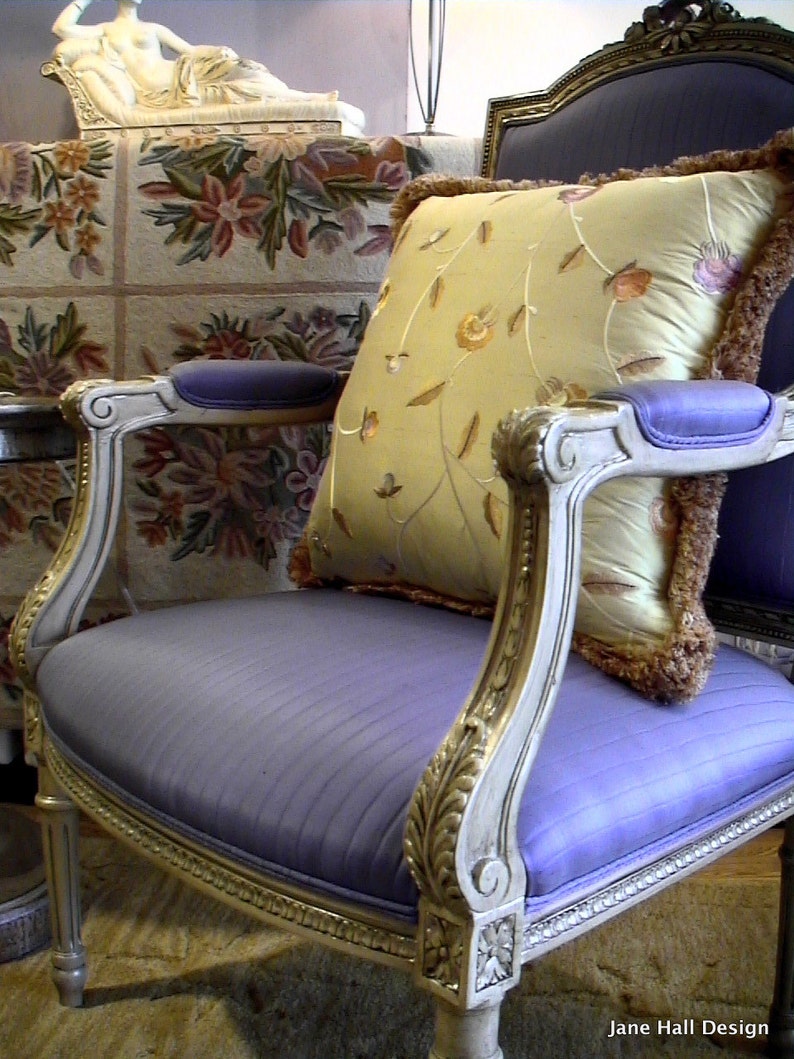 Upcycled Upholstered Wood Frame Chair Jab Perriwinkle - Etsy