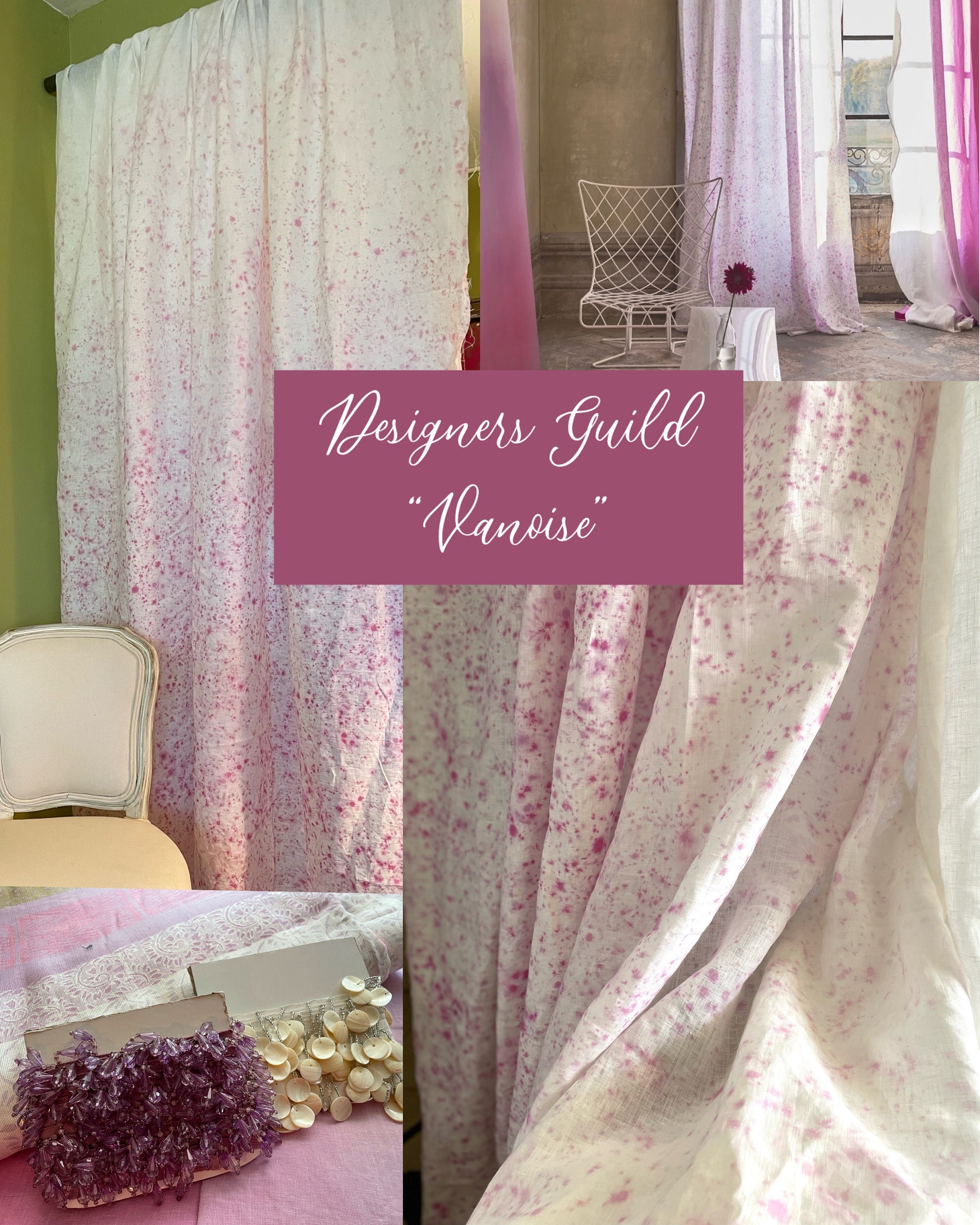 Rideaux Sur Mesure Designers Guild - Soie Pure Peinte, Thermiques, 8.8FT