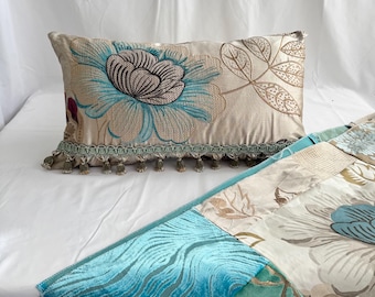Designers Guild Pillow Cover: Embroidered Silk, Tassel Trim, Jane Hall Design