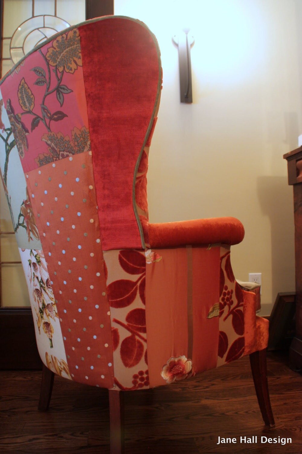 Upcycled, Vintage Upholstered Fan Back Chair, Bohemian Style Upcycled, Vintage Upholstered Fan Back Chair, Bohemian Style