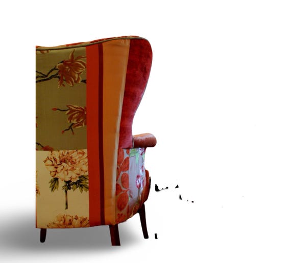 Upcycled, Antique Upholstered Fan Back Chair, Bohemian Style