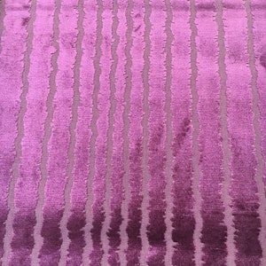 Harlequin “Logan Blackberry” Pink Cut Velvet Stripe Upholstery Fabric, From Jane Hall Design