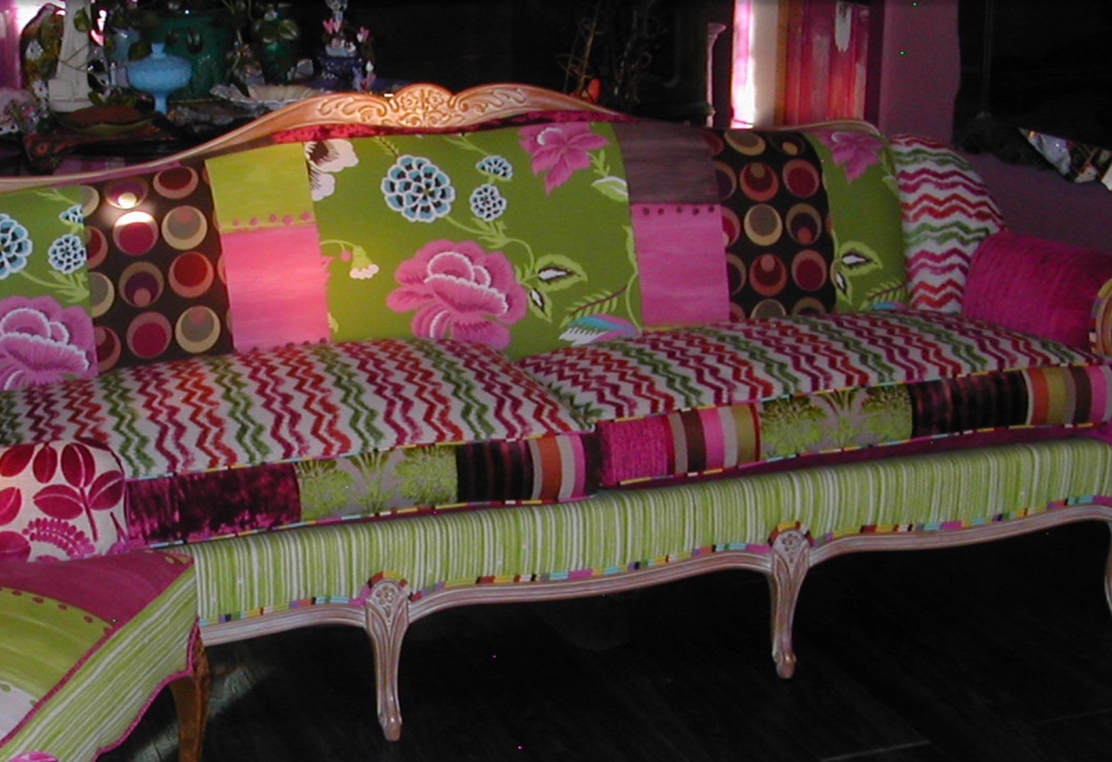 Green sale floral sofa
