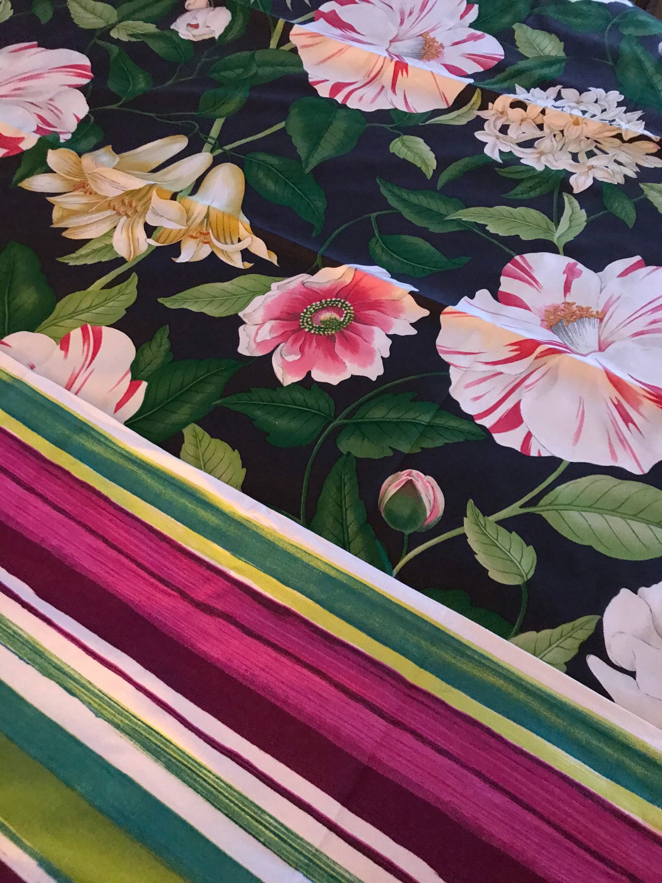 Sanderson floreanna Pink and and Green Floral on a Black Etsy Canada