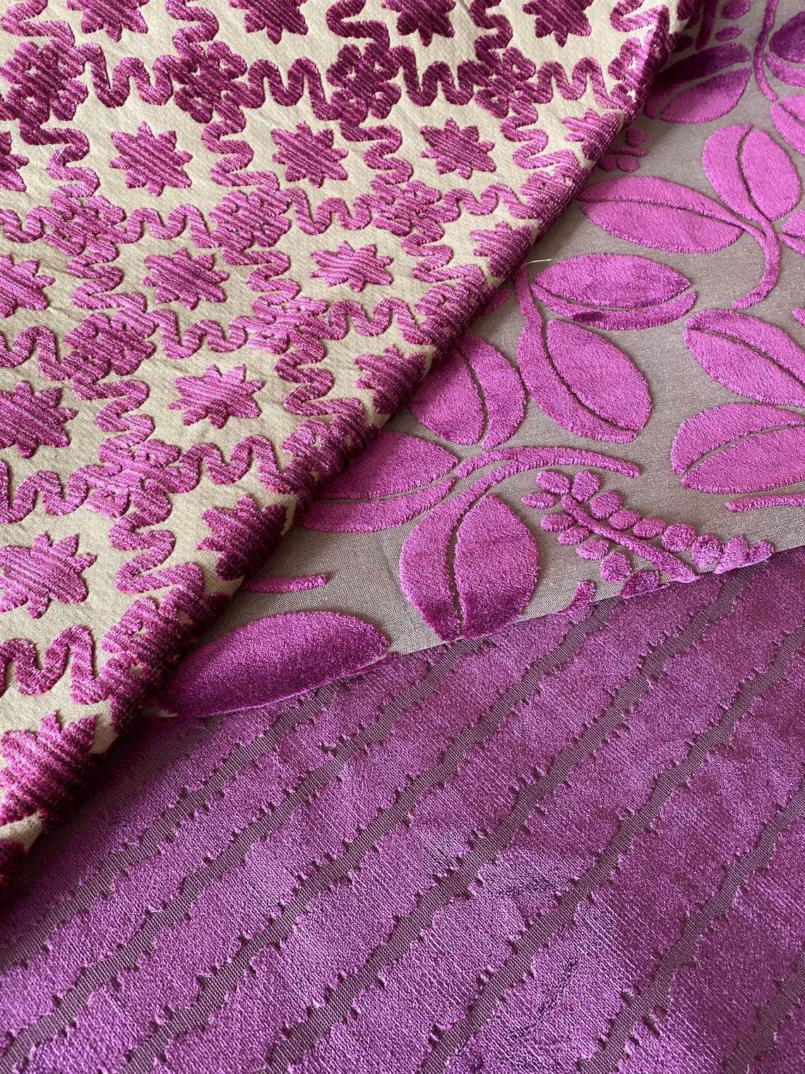 Romo Fabric Taupe Burgundy Stripe Velvet Upholstery Fabric Etsy