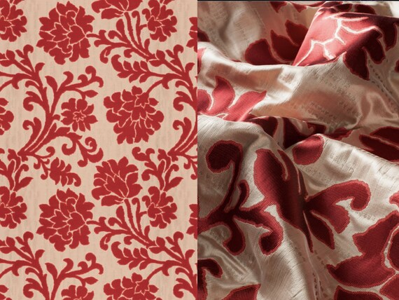 Red patterned cheap curtain fabric