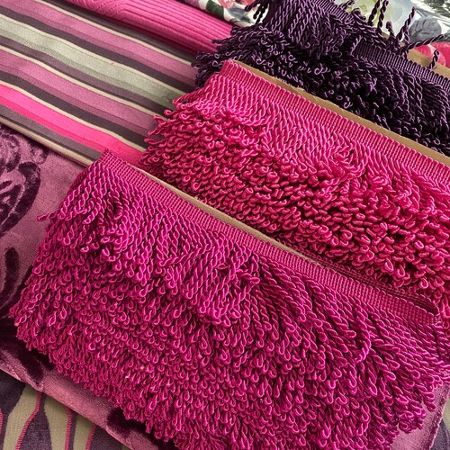 18”/18” Designers Guild, Bohemian Style, Decorative Pillow Cover, Magenta And Mauve Printed Linen and Velvet shops Fabrics, Jane Hall Design