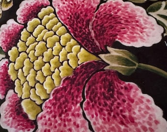 Designers Guild Floral Velvet Fabric: ROSE de DAMAS Cranberry, Botanical Print