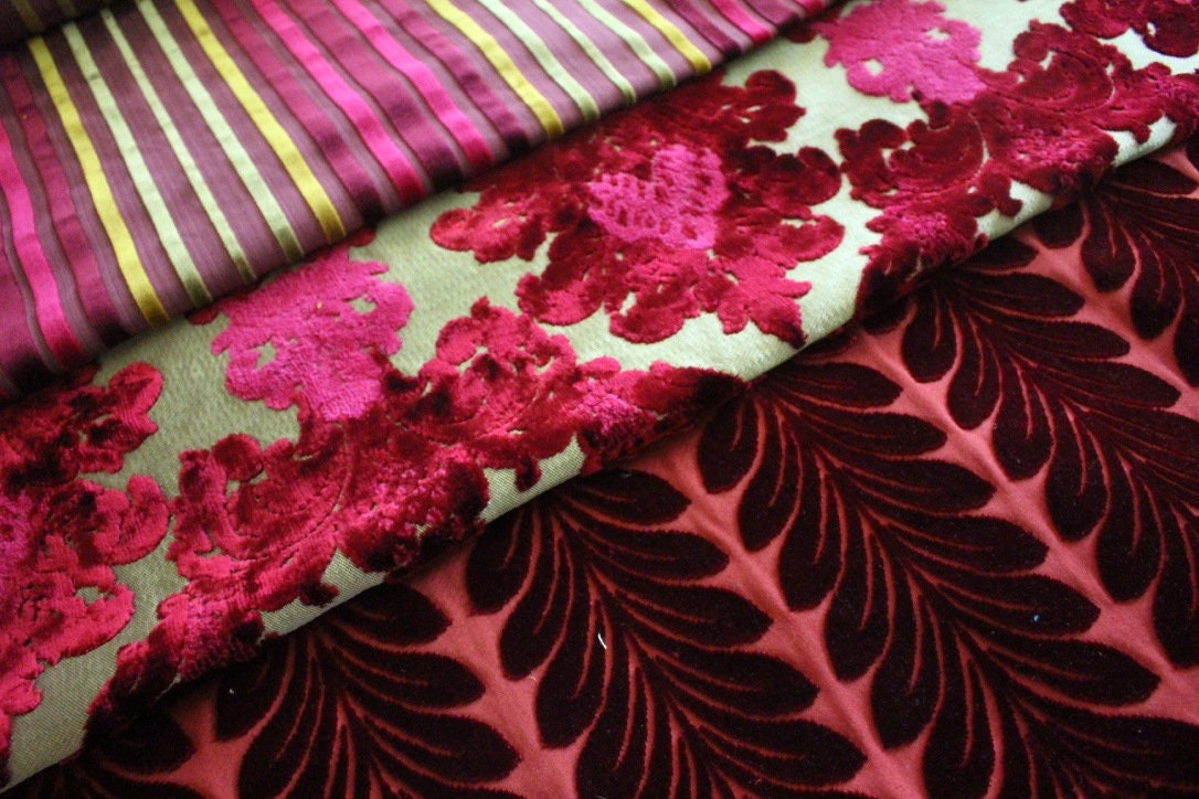 Designers Guild Fabric Burgundy Red Cut Velvet Upholstery Etsy