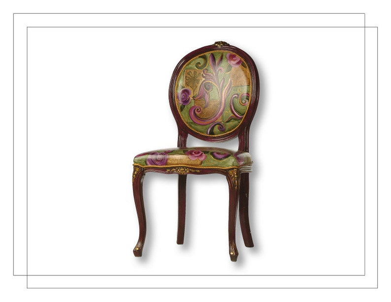 Hand Painted Upholstered Dining Room Chair bohemian Style Etsy