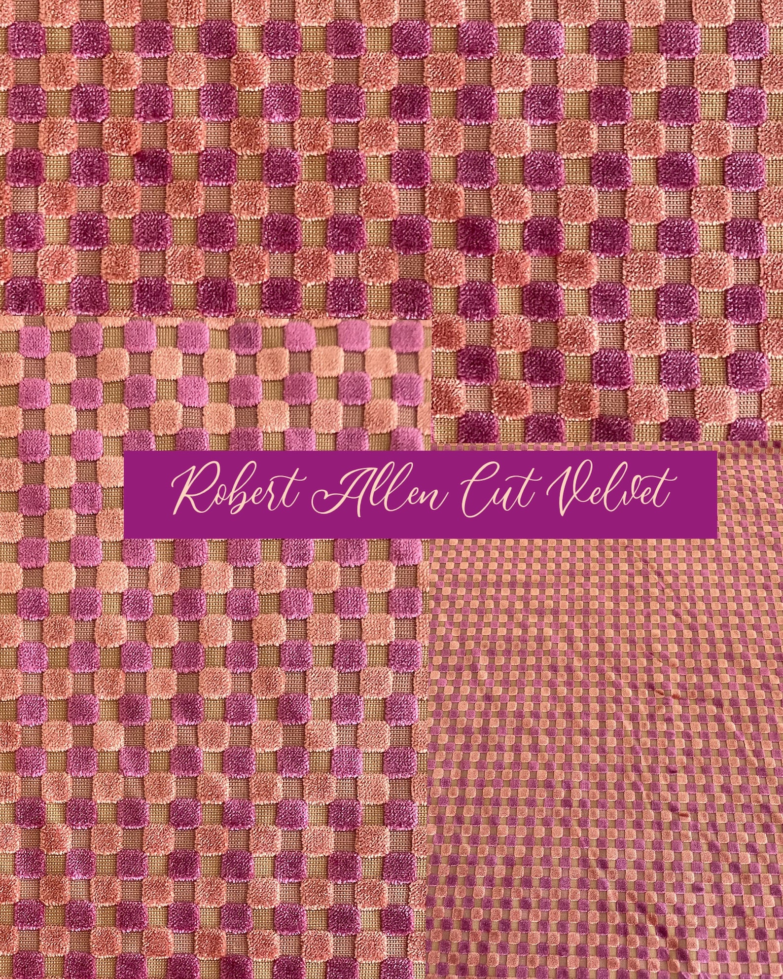 Robert Allen Fabric, Orange and Pink, Velvet Upholstery Fabric, From