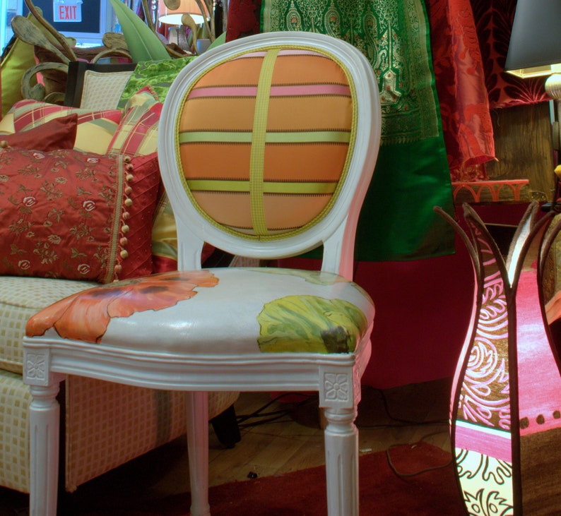 Hand Painted Upholstered Antique Chair Occasional Chair in Etsy