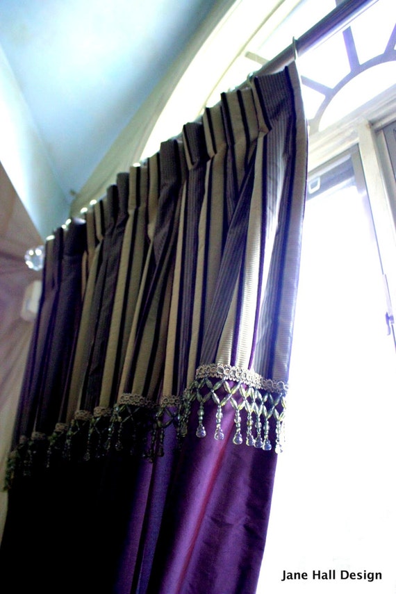 Curtain Panels Banded 54x96 Faux Taffeta Etsy