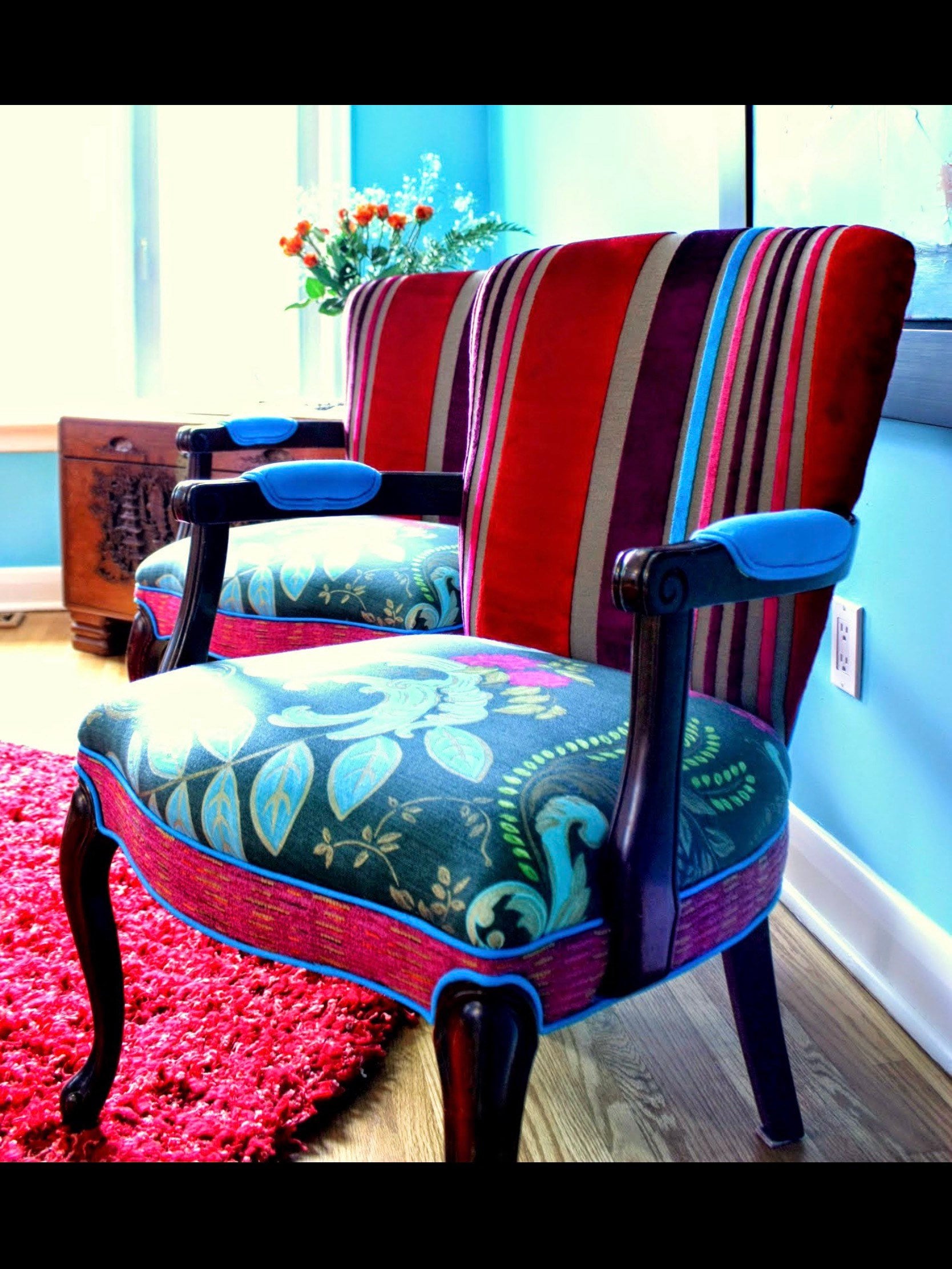 Upcycled Antique Upholstered Dining or Occasional Chair in