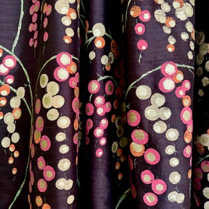 Harlequin Fabric- “Lola” Chocolate Brown-Pink-Orange- Printed Silk-Curtain and Home Decor Fabric, From Jane Hall Design