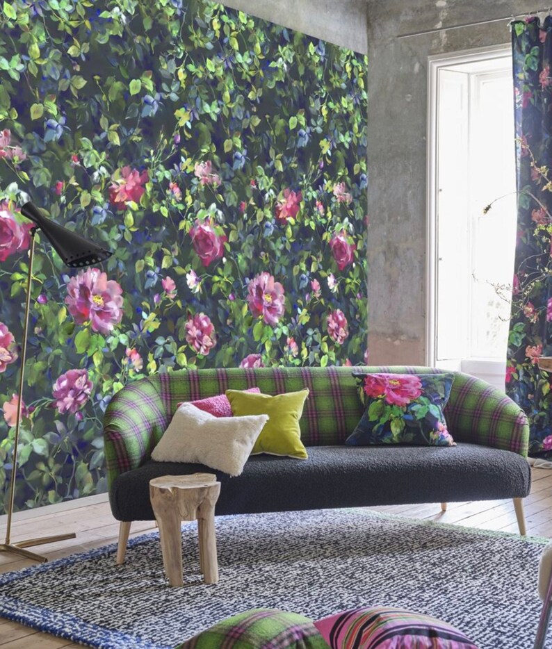 Designers Guild "gertrude Rose-fuchsia” Printed Velvet Fabric, Black ...