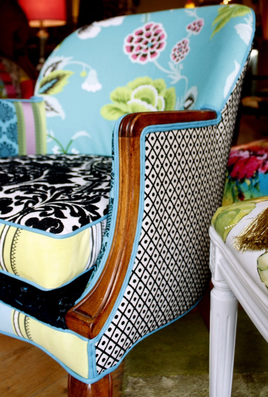 Pattern fabric armchair new arrivals