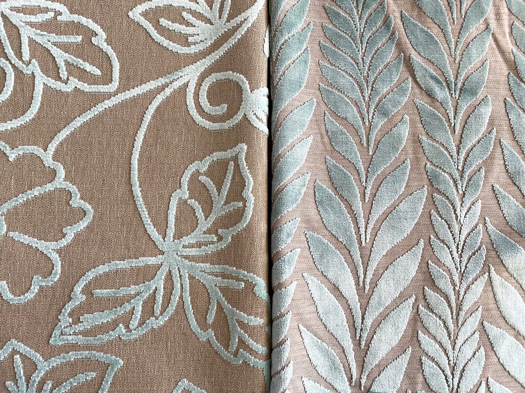 Zoffany, Aqua Blue, Cut Velvet, Upholstery Fabric, Jane Hall Design Etsy