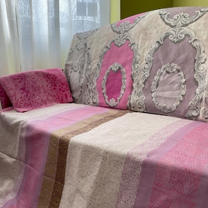 Designers Guild Fabric “Guillemard” Mauve- Pink -White-Printed linen Stripe Curtain Fabric, Upholstery Fabric