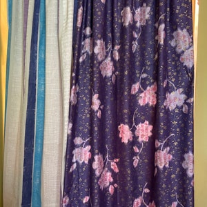 Designers Guild Fabric, “Kora” Blue and White Printed Cotton Floral Curtain Fabric, Upholstery Fabric