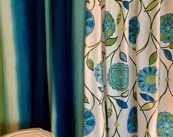 Prestigious Fabric "California" Turquoise and Green, Floral Pattern, Printed Cotton, From Jane Hall Design