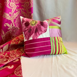 18”/18” Designers Guild, Romantic Style, Decorative Pillow Covers Pink, Green, Woven Silk and Printed Cotton From Jane Hall Design