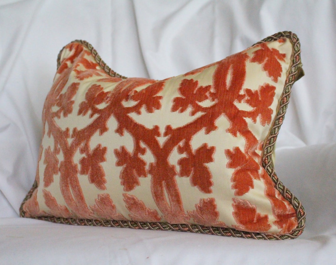 Robert Allen Fabric Orange and Pink Velvet Upholstery Etsy