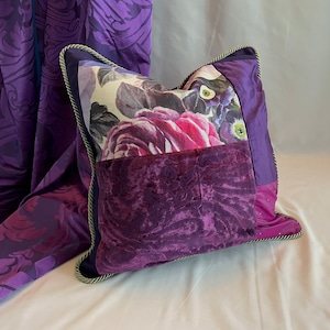 Designers Guild Pillow Cover: Bohemian Purple Magenta Velvet Linen, 20"