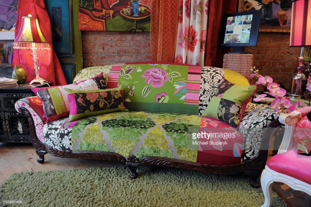 Boho Style Upcycled Upholstered 1920s Vintage Sofa Repurposed in Designers Guild Fabrics by Jane Hall Design Etsy UK
