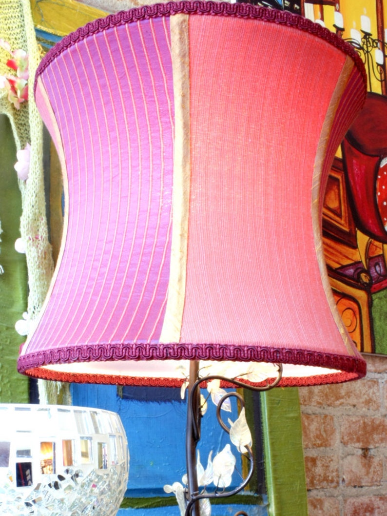 Custom Made Lamp Shade Six Panel Magenta Silk From Jane Hall Design
