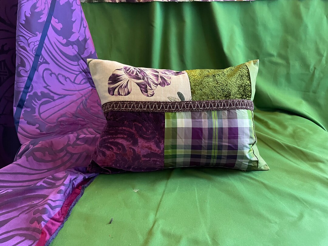 14x20, Bohemian Style, Decorative Pillow, Purple and Green, Designers