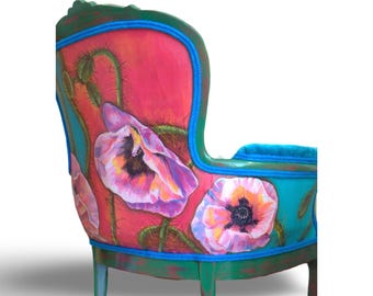Hand-Painted Vintage Chair: Upcycled Floral Upholstery by Jane Hall