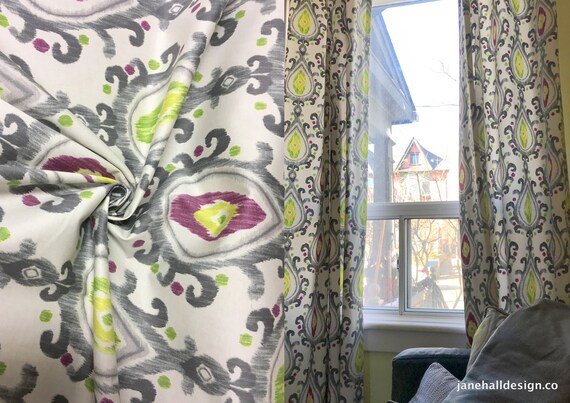 54x 96 Curtain Panels Prestigious Grey Magenta Etsy