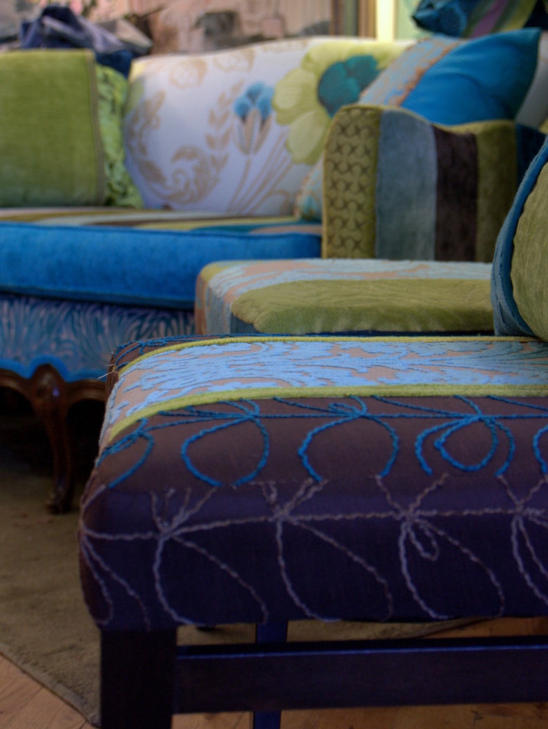 Quilted, Upholstered Dining Chairs, Repurposed ,in Turquoise and