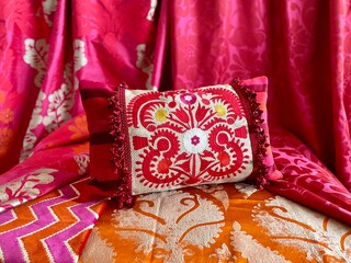 Pachamama Federa Per Cuscino 45x45 Cm Con Volpe Rossa - Lavorata A Mano In Pura Lana, Cuscino Incluso